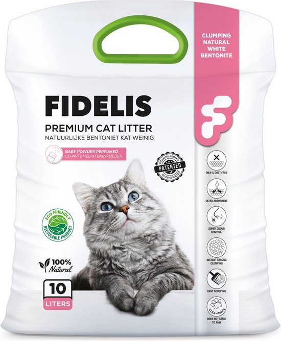 Fidelis Premium Cat Litter 10lt - Clumping - Baby Powder Fragrance
